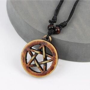 pentagram resin pendant necklace adjustable symbolic jewelry